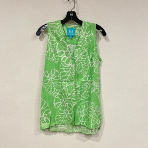 Escapada Leaf Print Sleeveless Top Size Small EUC